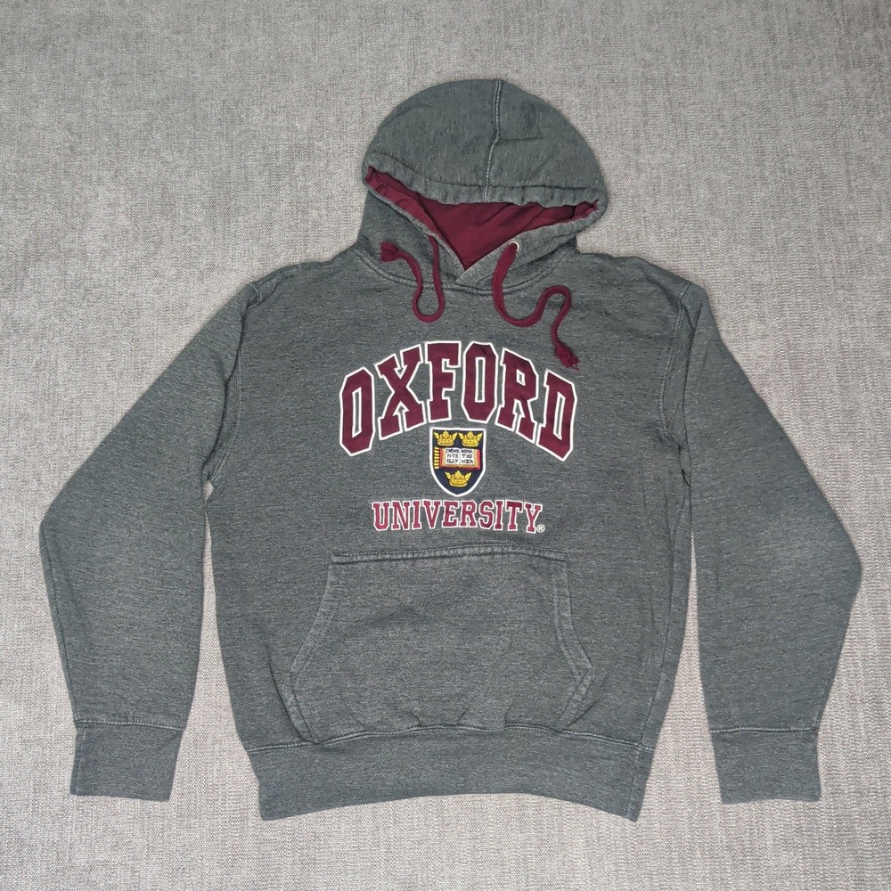 Oxford University Mens Hoodie Medium Gray Burgundy Official Merchandise Pullover